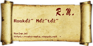 Roskó Máté névjegykártya