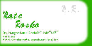 mate rosko business card